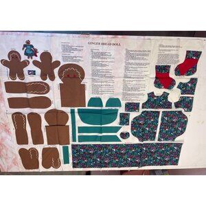 VIP Fabrics Vintage Christmas Gingerbread Doll Cut Sew Panel